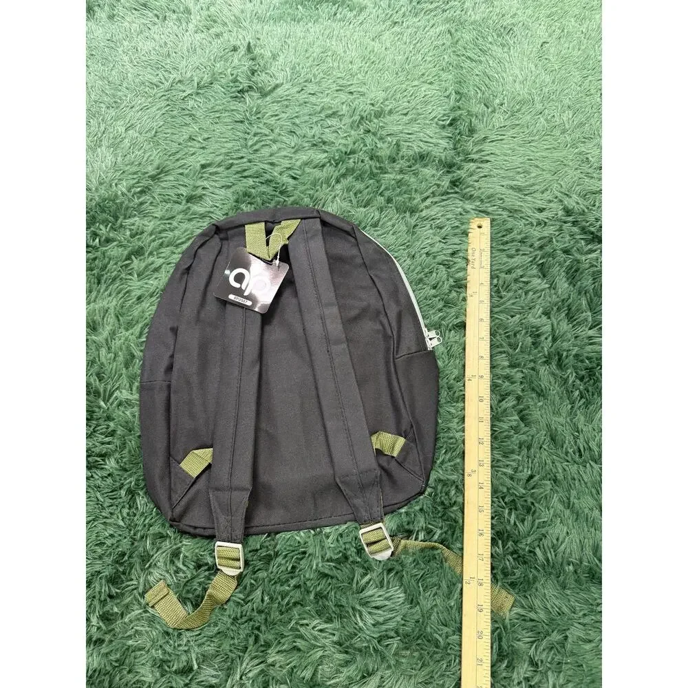b-wada Black Compact Backpack Small Daypack with Olive Green Accents Adjustable